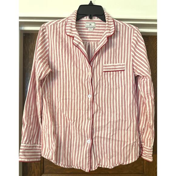 PETITE PLUME Twill Pajama Set Striped Red PJs Loungewear Women's Size XS - Picture 3 of 8